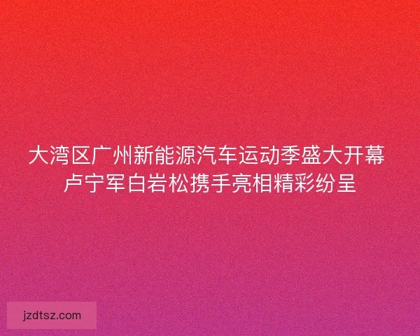 大湾区广州新能源汽车运动季盛大开幕 卢宁军白岩松携手亮相精彩纷呈